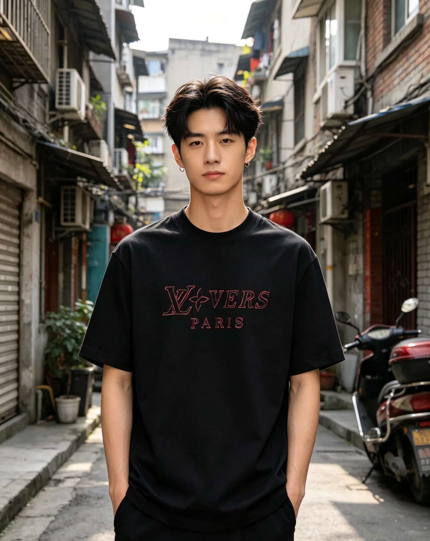 Louis Vuitton/Louis Vuitton colorful logo embroidered short sleeves